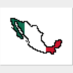 8-bits Mexico Map Flag Posters and Art